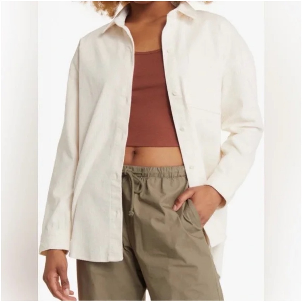 White corduroy button down